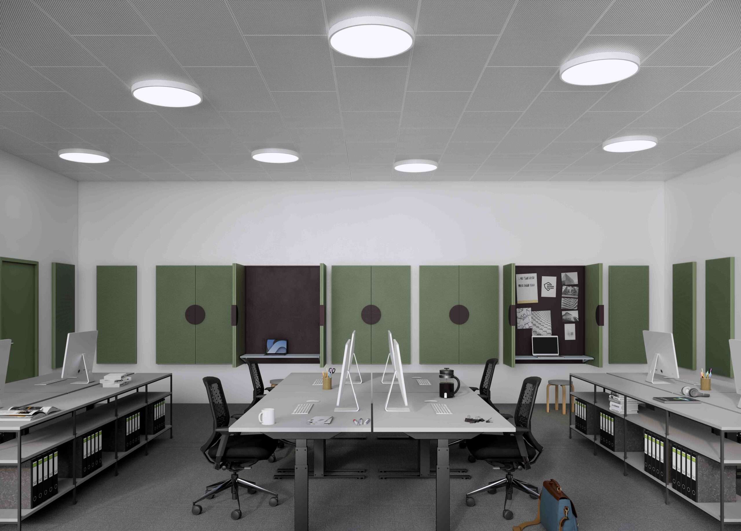 DAMPA Space green open and closed in office