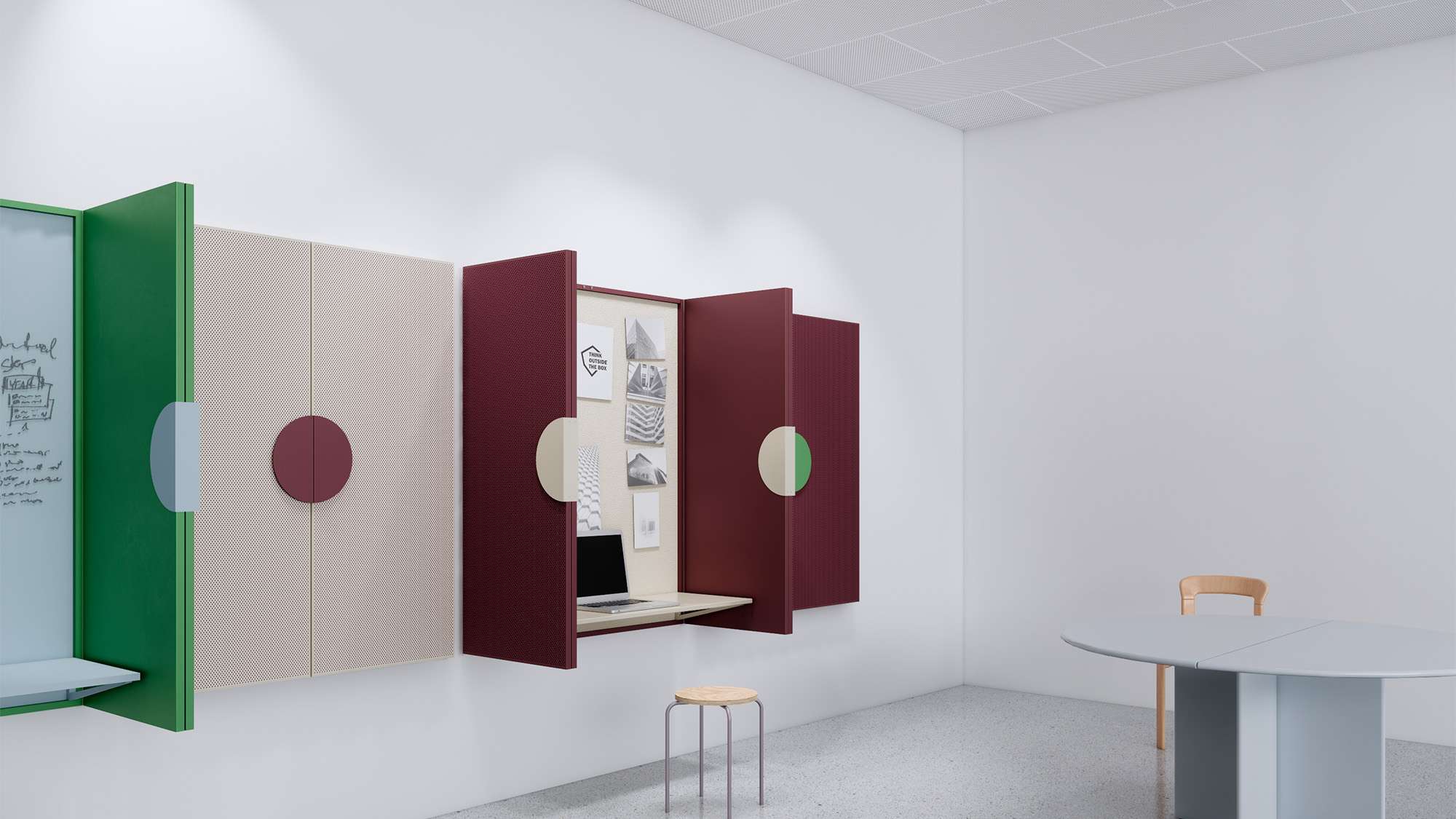 dampa space i rød fleksibel kontorplads