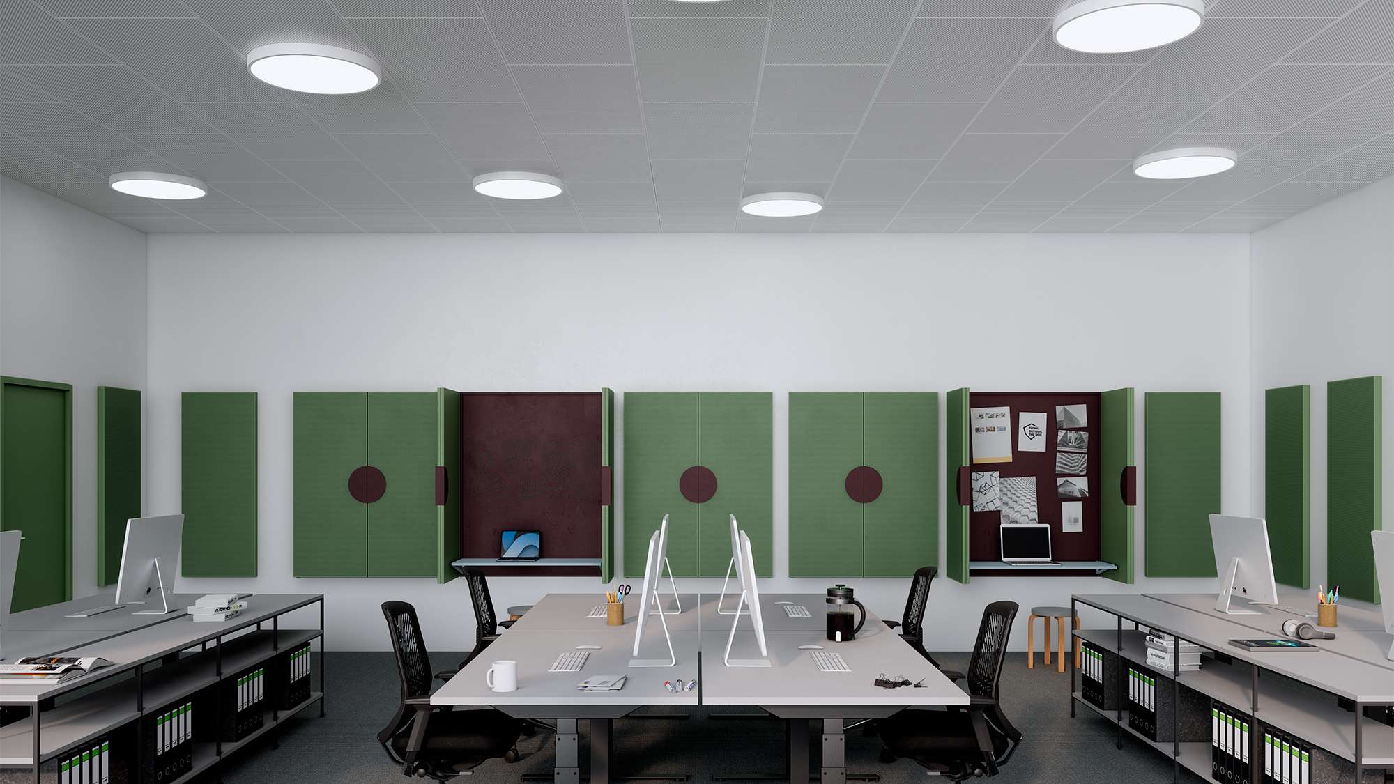 dampa space kontor grøn burgundy