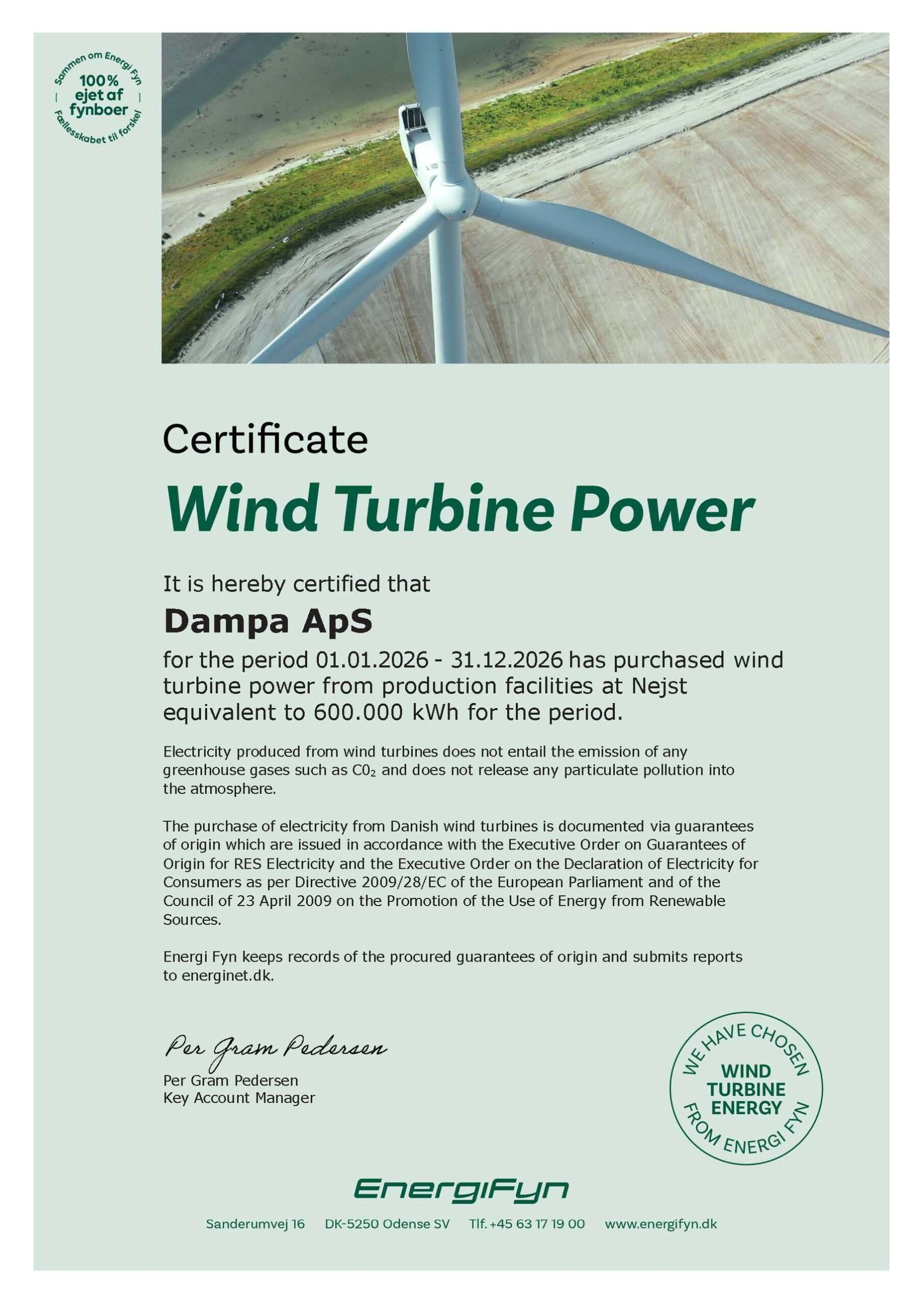 Certificate Wind Turbine DAMPA 2026