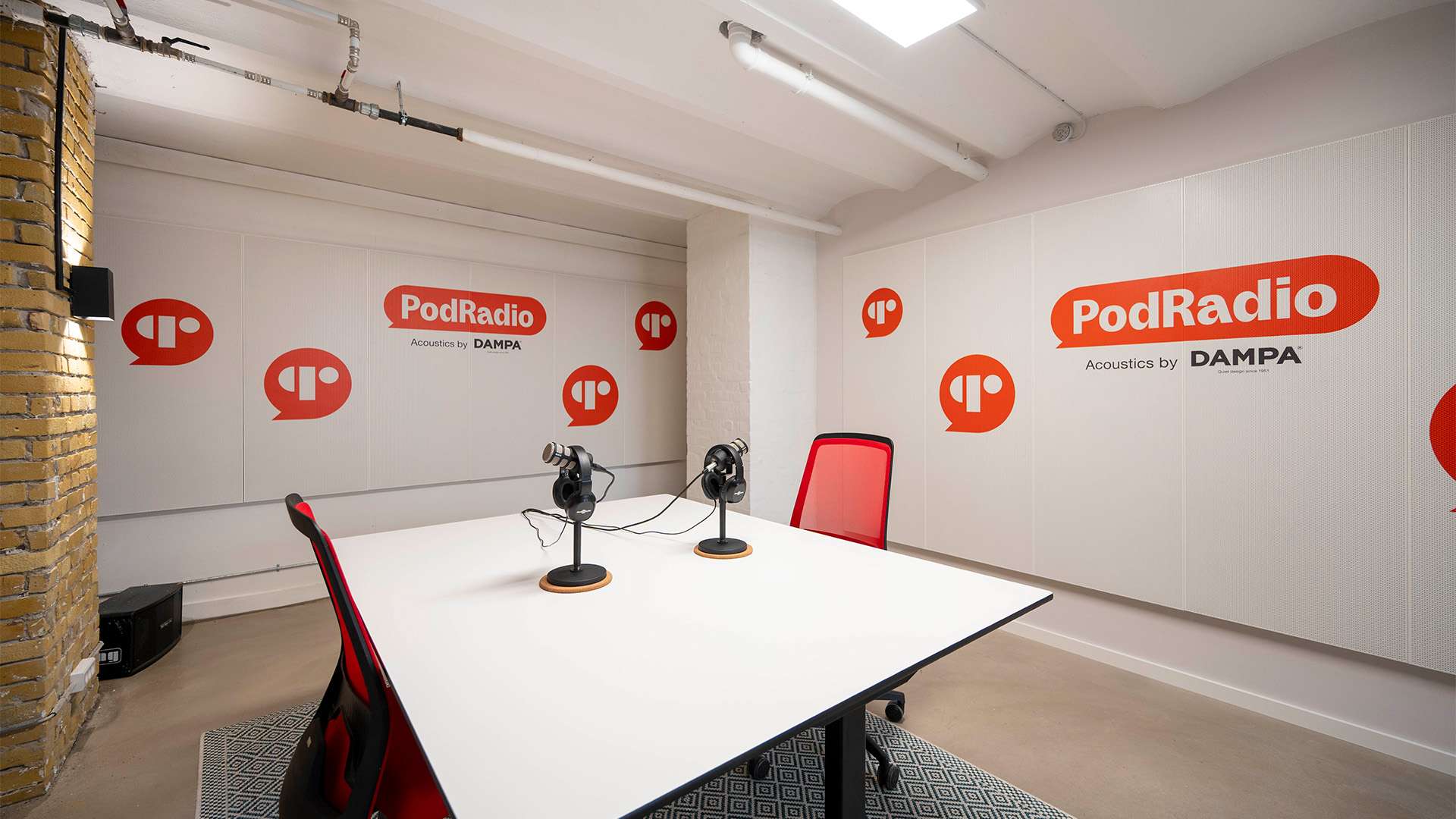 podcast studio with dampa acoustic wall panel